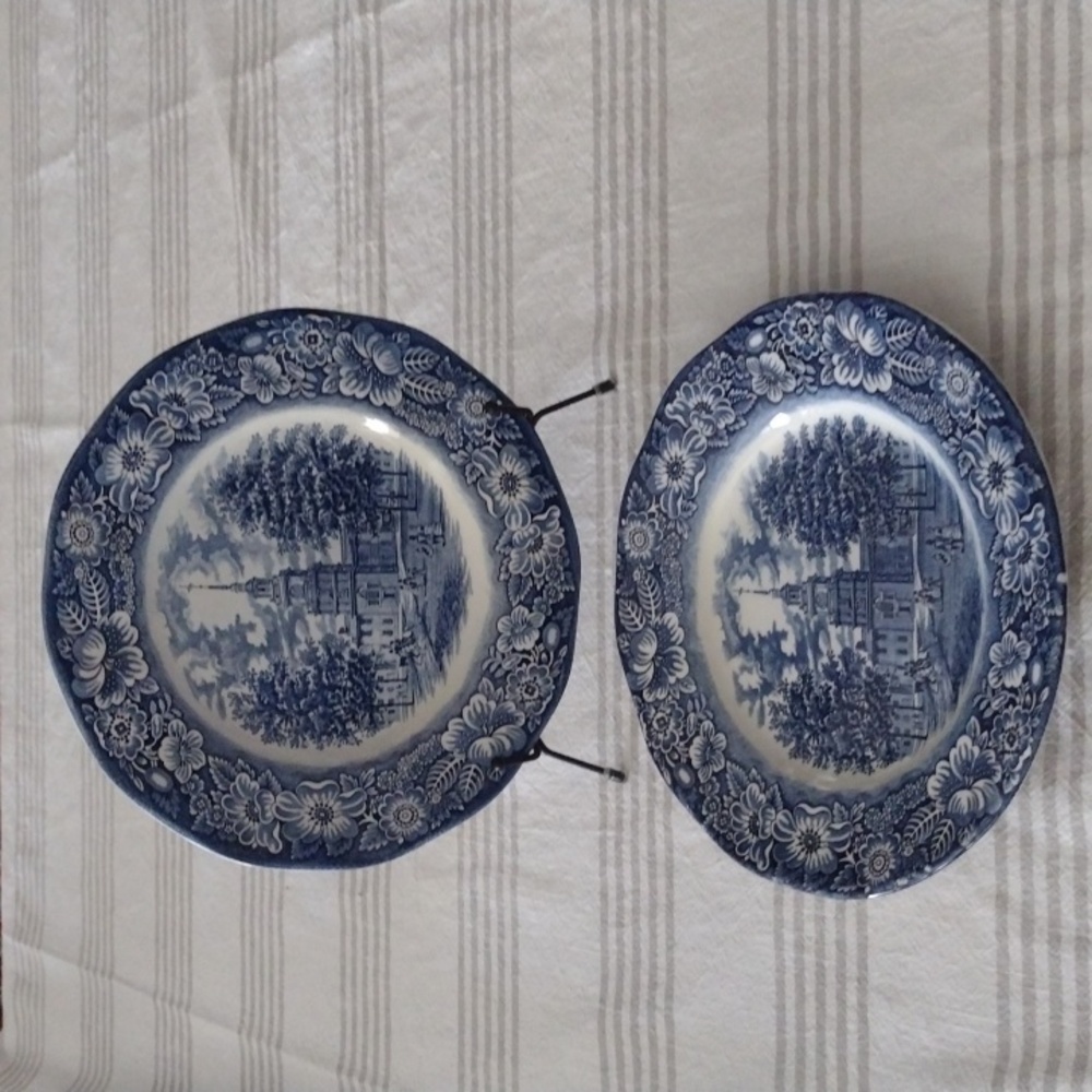 2 Staffordshire Ironstone Liberty Blue Dinner Plates